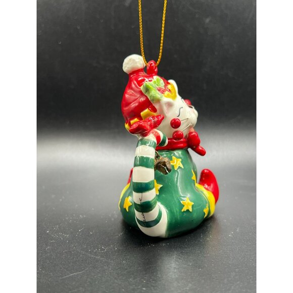 WhimsiClay by Amy Lacombe Christmas Cat Figurine 2006 #10805 with Tag Annaco - Picture 3 of 7